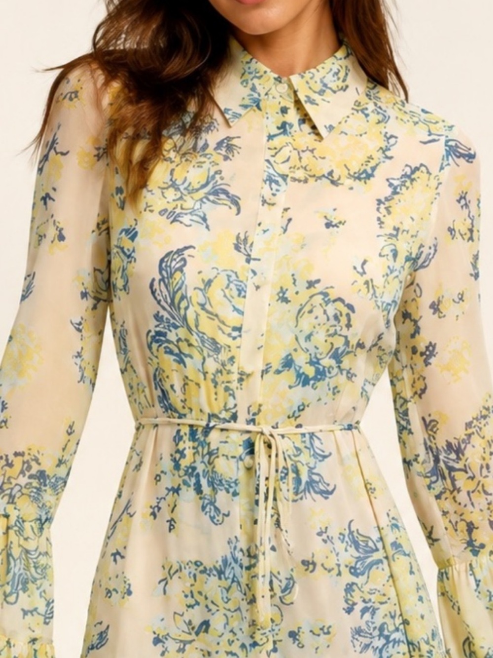 Cinq A Sept Floral bell sleeve Mini Dress Lyra flowy Sz 2